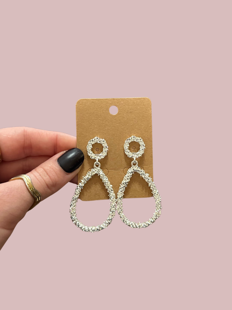 Textured Teardrop Post Dangle Earrings