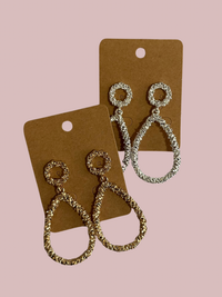 Textured Teardrop Post Dangle Earrings