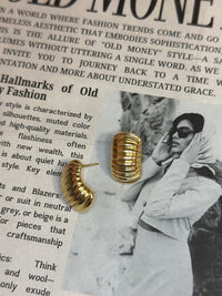 14K Gold Dipped Ribbed Dome Post Earrings