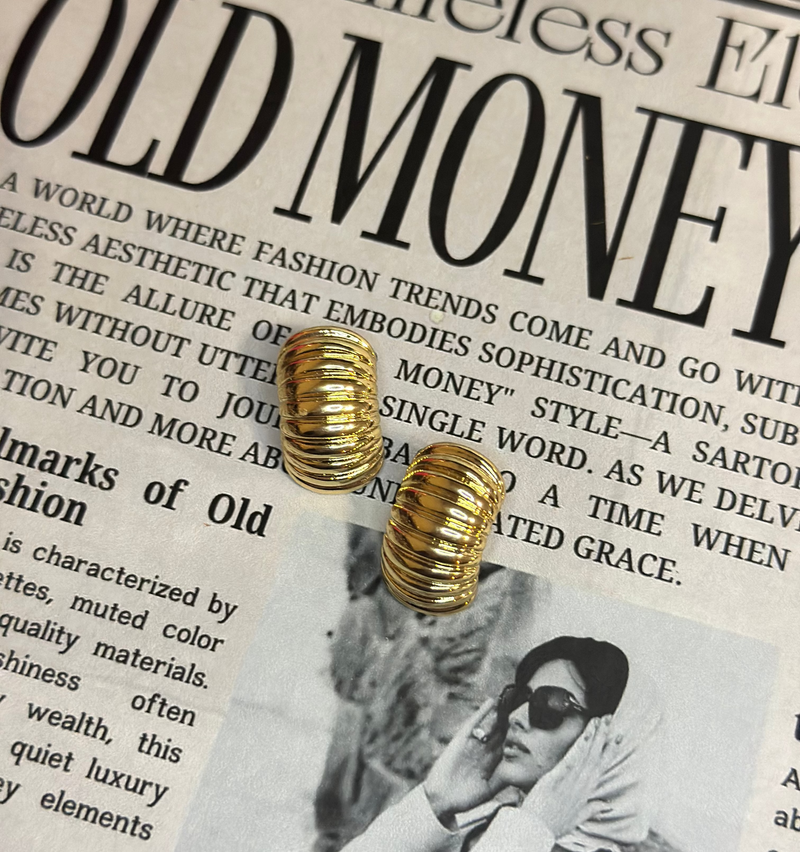 14K Gold Dipped Ribbed Dome Post Earrings