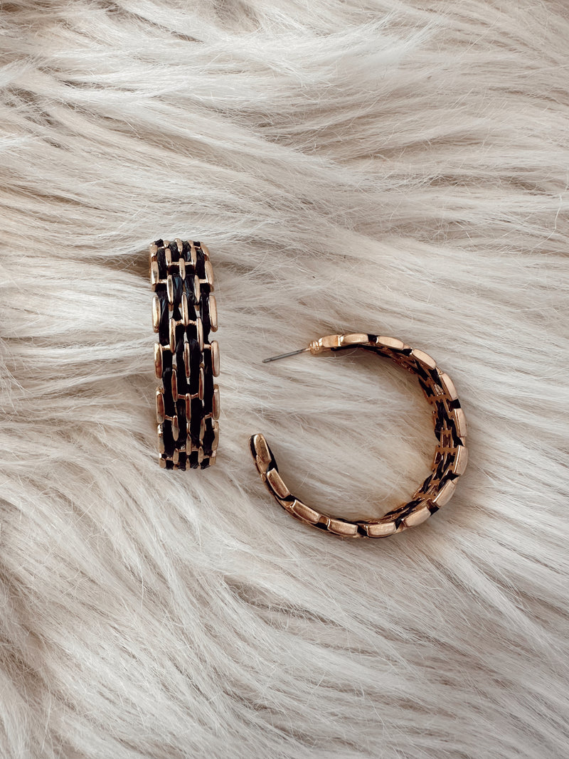 Detailed Woven Gold Hoops