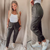 Chicago Satin Cargo Joggers- Olive