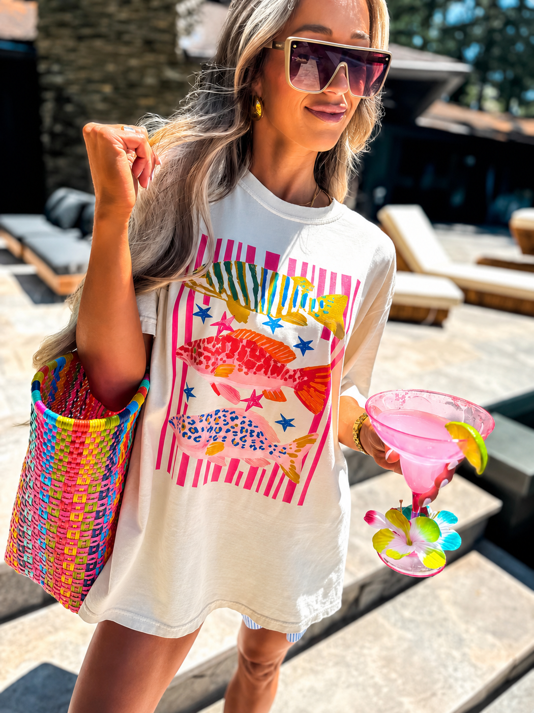 Coastal Catch Abstract Fish Trio Graphic Tee