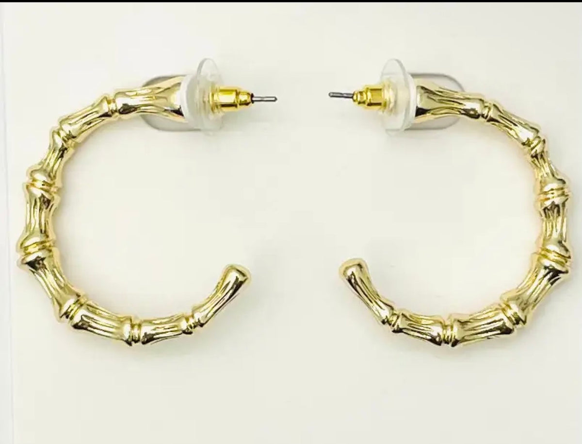 Bamboo Textured Hoop Earrings