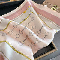 Pink + Horse Bits Vintage Print Square Scarf