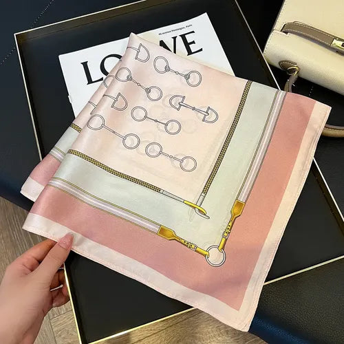 Pink + Horse Bits Vintage Print Square Scarf