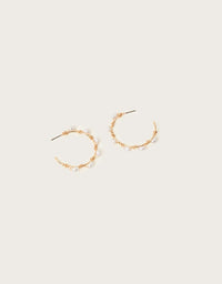 14K Gold Dipped Twisted Pearls Gold Hoop Earrings