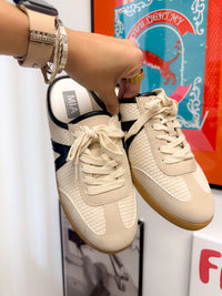 MIA Baron Off White + Black Slip On Mule Sneakers