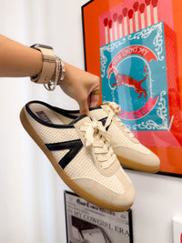 MIA Baron Off White + Black Slip On Mule Sneakers