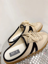 MIA Baron Off White + Black Slip On Mule Sneakers