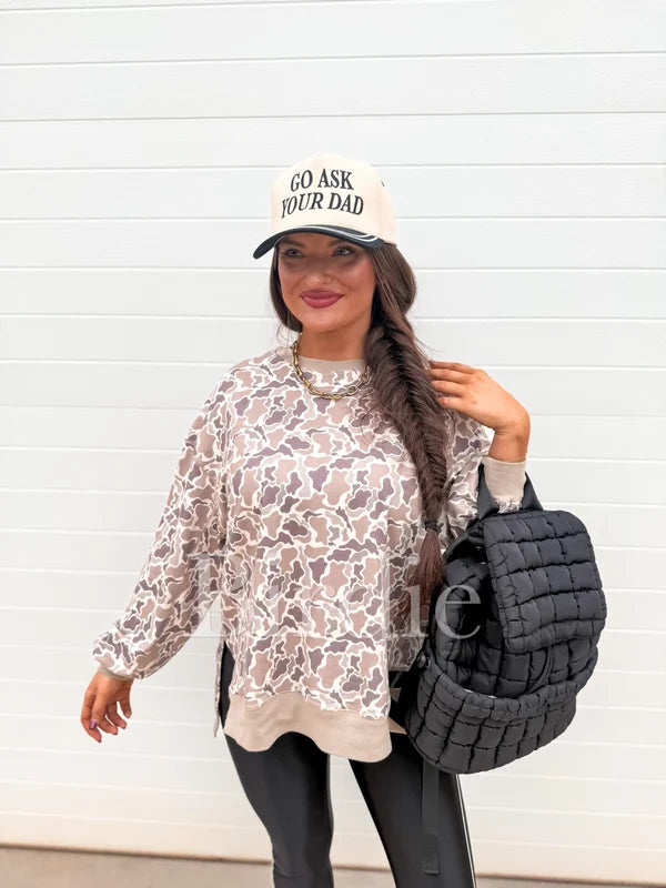 Refined in The Blind Duck Camo Oversized Pullover