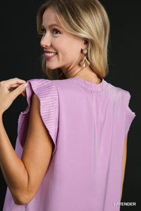 Yours Truly Satin V-Neck Blouse - Lavender