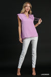 Yours Truly Satin V-Neck Blouse - Lavender