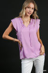 Yours Truly Satin V-Neck Blouse - Lavender