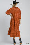 Falling Through Floral Textured Maxi Dress- Rust