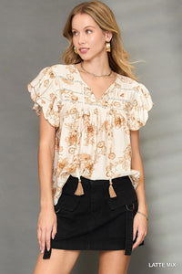 Spring Fling Floral Scalloped Detail Blouse