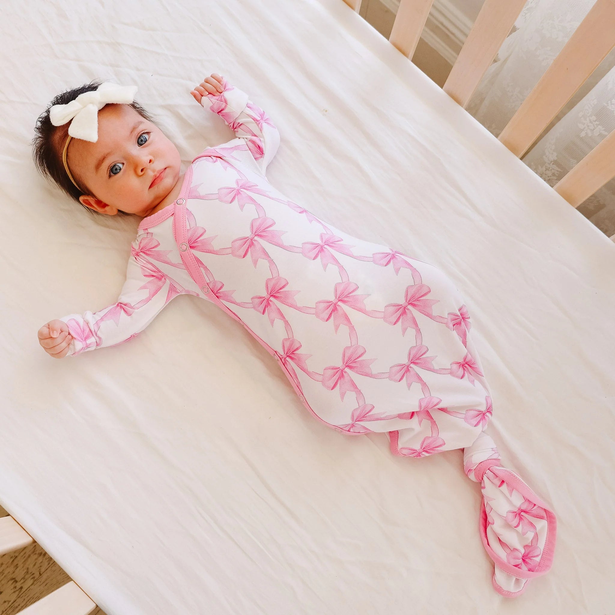 Copper Pearl Newborn Knotted Gown - Bow My Gosh