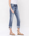 Summer Nights Cuffed High Rise Straight Leg Jeans