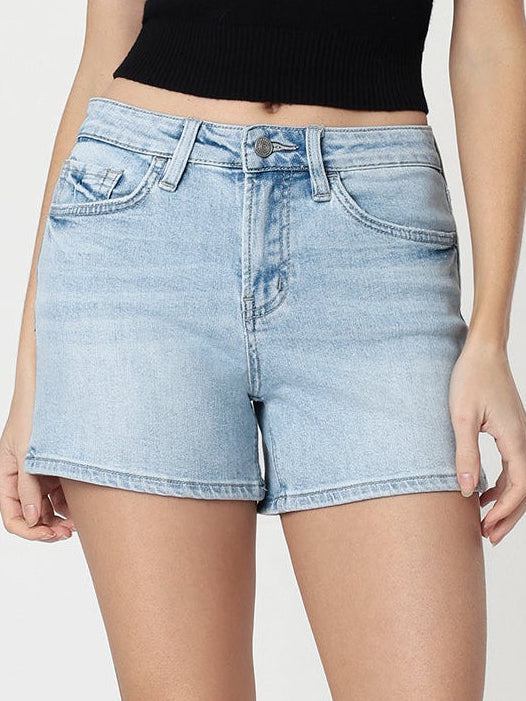 Easy Fit High Rise Light Wash Denim Shorts