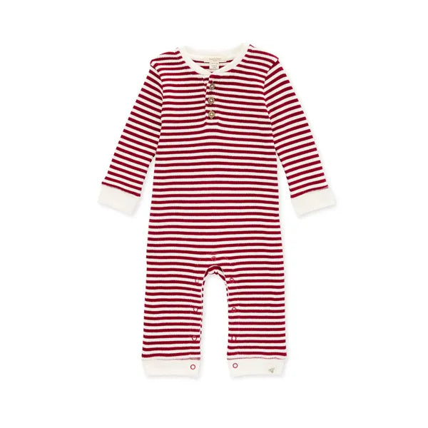 Baby Red Stripe Thermal Jumpsuit