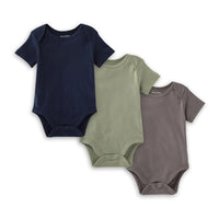 Organic Solid Short Sleeve Bodysuits 3 Pack