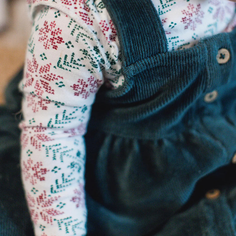 Poinsettia Fair Isle Organic Girl Tee & Dress Set