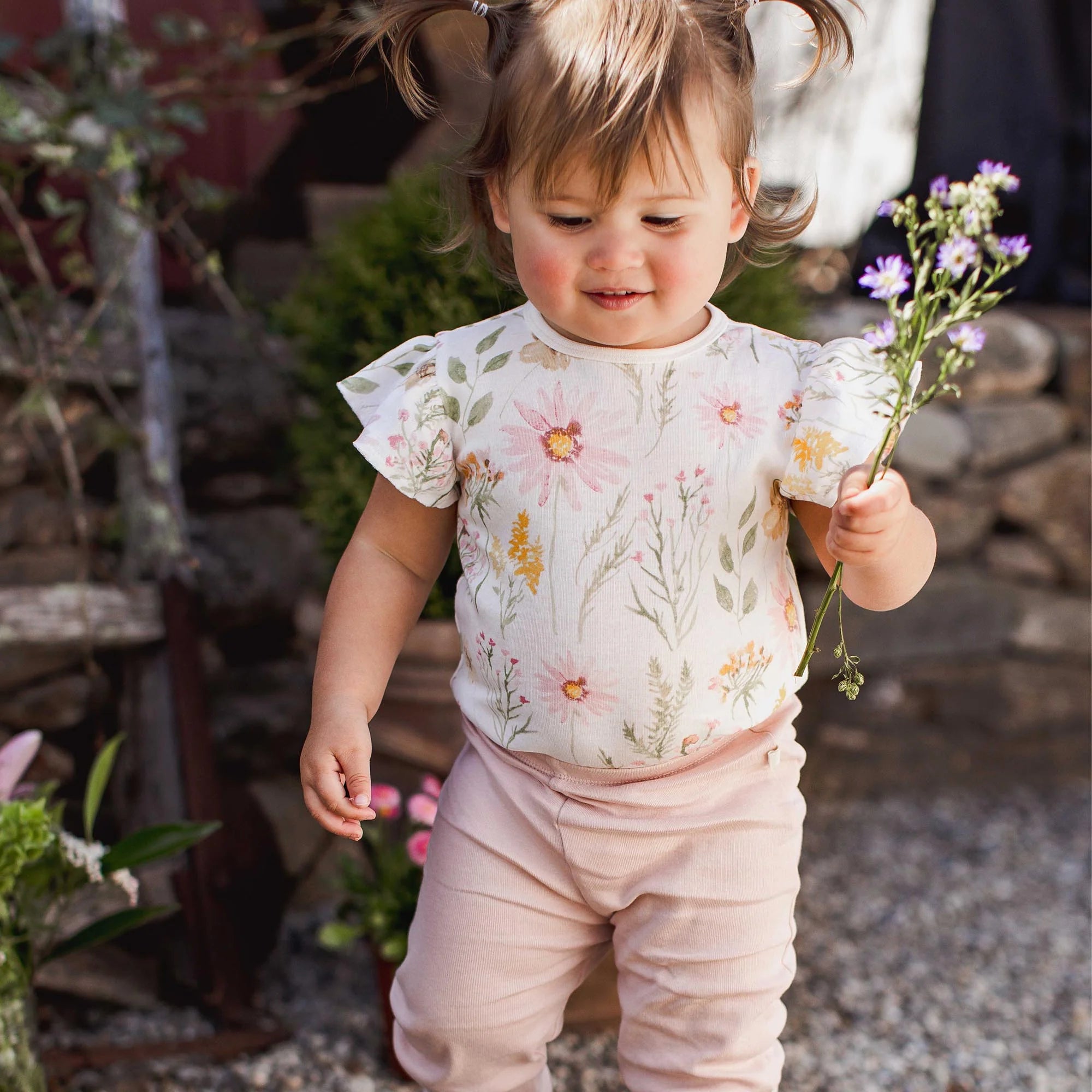 Children's : Girls 'Wild Floral' Jacket + Bodysuit + Bottoms 3-Piece OUTFIT SET