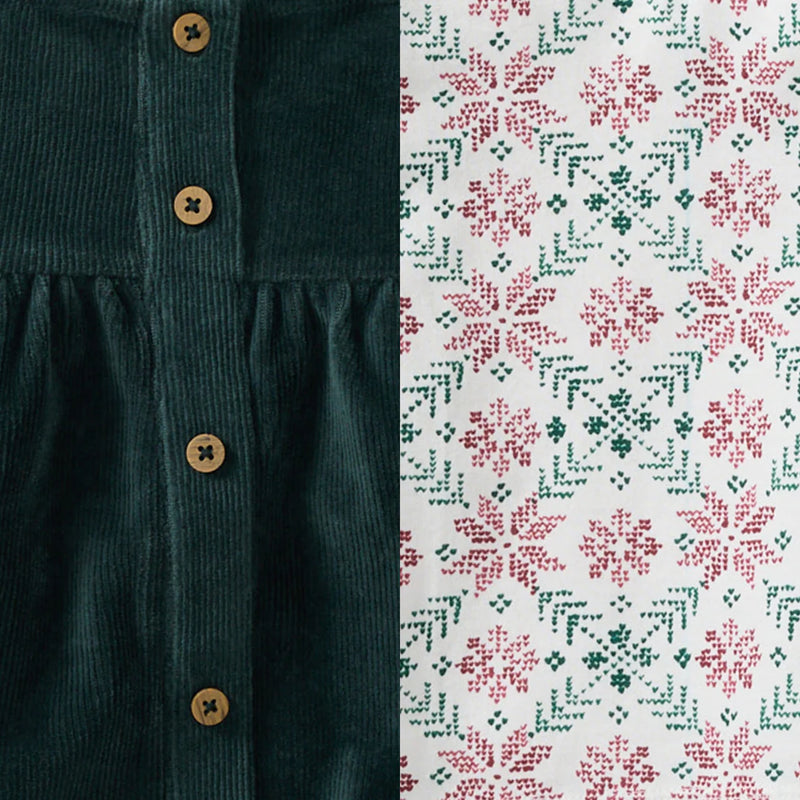 Poinsettia Fair Isle Organic Girl Tee & Dress Set