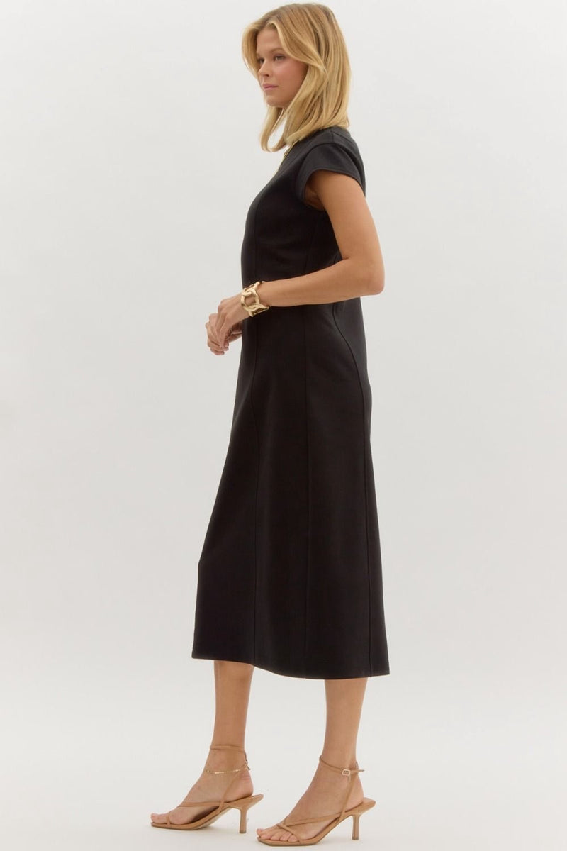 Authentic Aesthetic Mock Neck Maxi Dress - Black