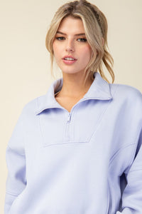 Form to Function French Terry Quarter Zip Pullover - Iris