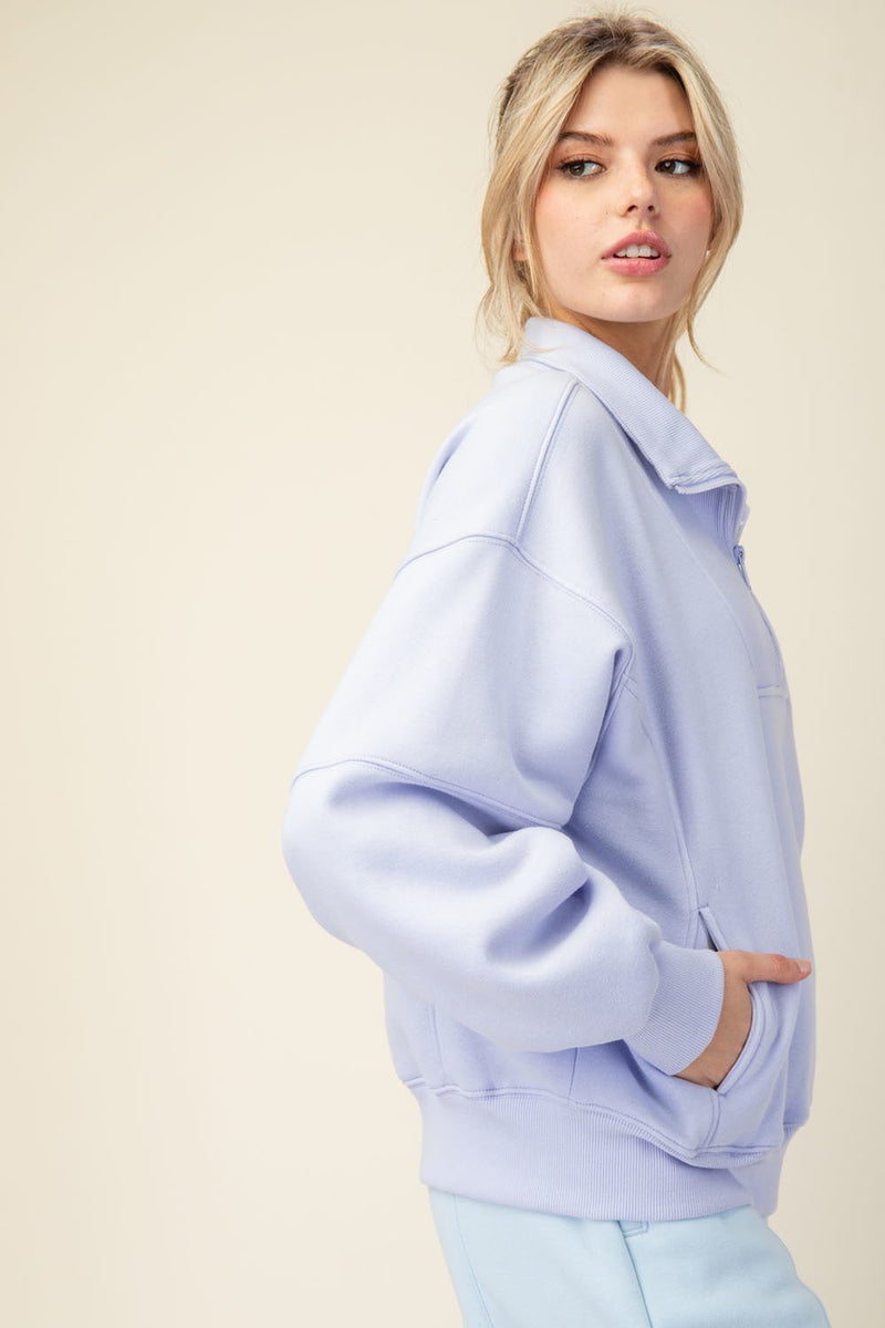 Form to Function French Terry Quarter Zip Pullover - Iris