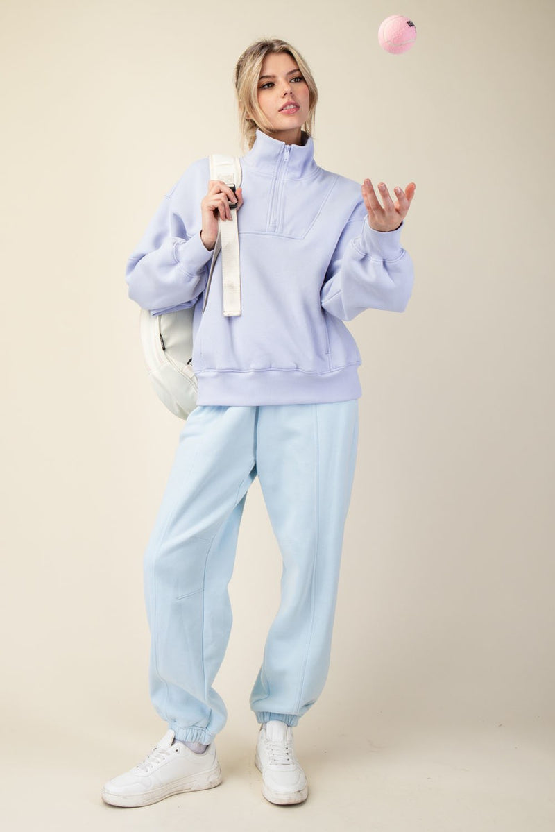 Form to Function French Terry Quarter Zip Pullover - Iris