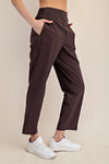 Luxe Lounge Crinkle Woven Crop Pants - Espresso
