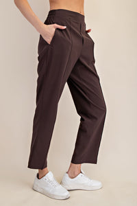 Luxe Lounge Crinkle Woven Crop Pants - Espresso