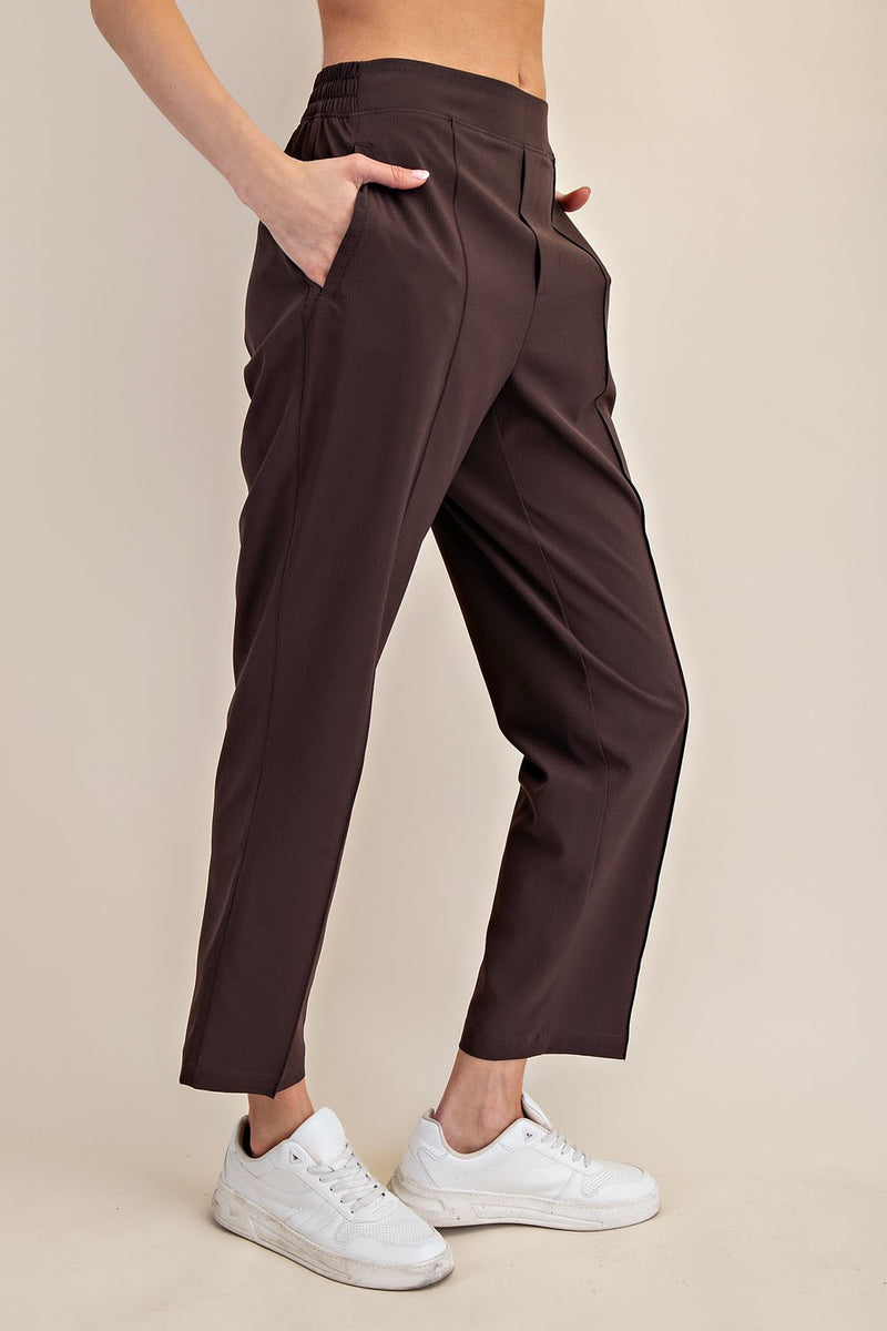 Luxe Lounge Crinkle Woven Crop Pants - Espresso