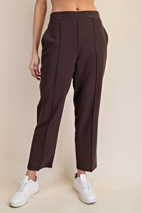 Luxe Lounge Crinkle Woven Crop Pants - Espresso