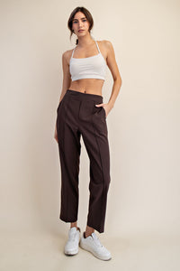 Luxe Lounge Crinkle Woven Crop Pants - Espresso