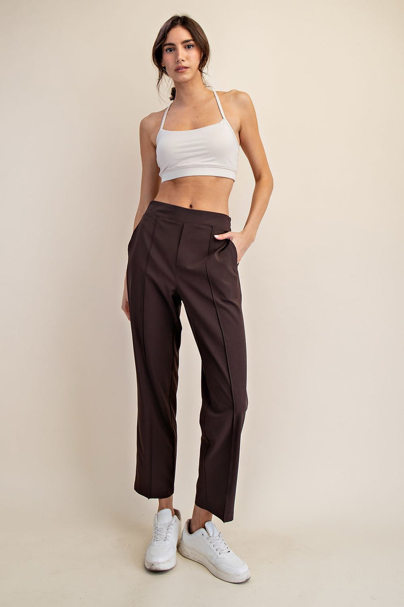 Luxe Lounge Crinkle Woven Crop Pants - Espresso