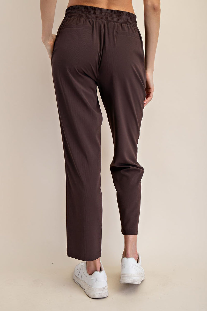 Luxe Lounge Crinkle Woven Crop Pants - Espresso