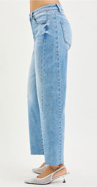 Logan Light Wash High Rise Cropped Barrel Jeans