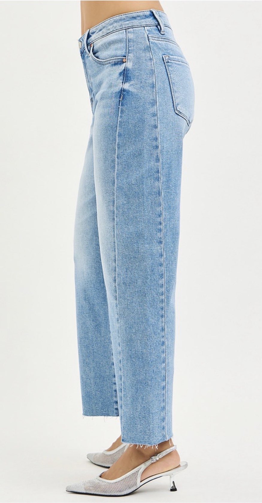Logan Light Wash High Rise Cropped Barrel Jeans