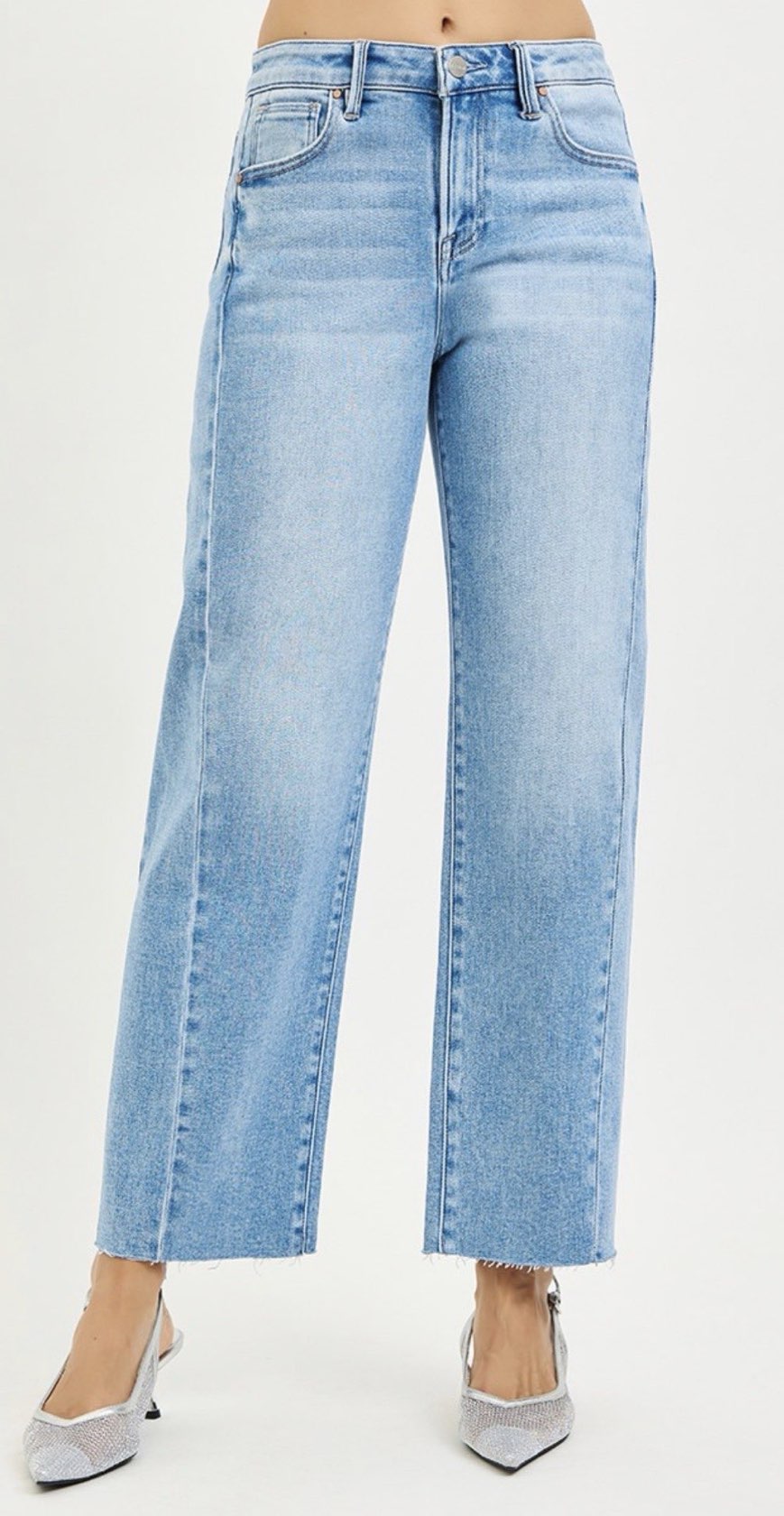 Logan Light Wash High Rise Cropped Barrel Jeans