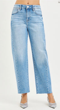 Logan Light Wash High Rise Cropped Barrel Jeans