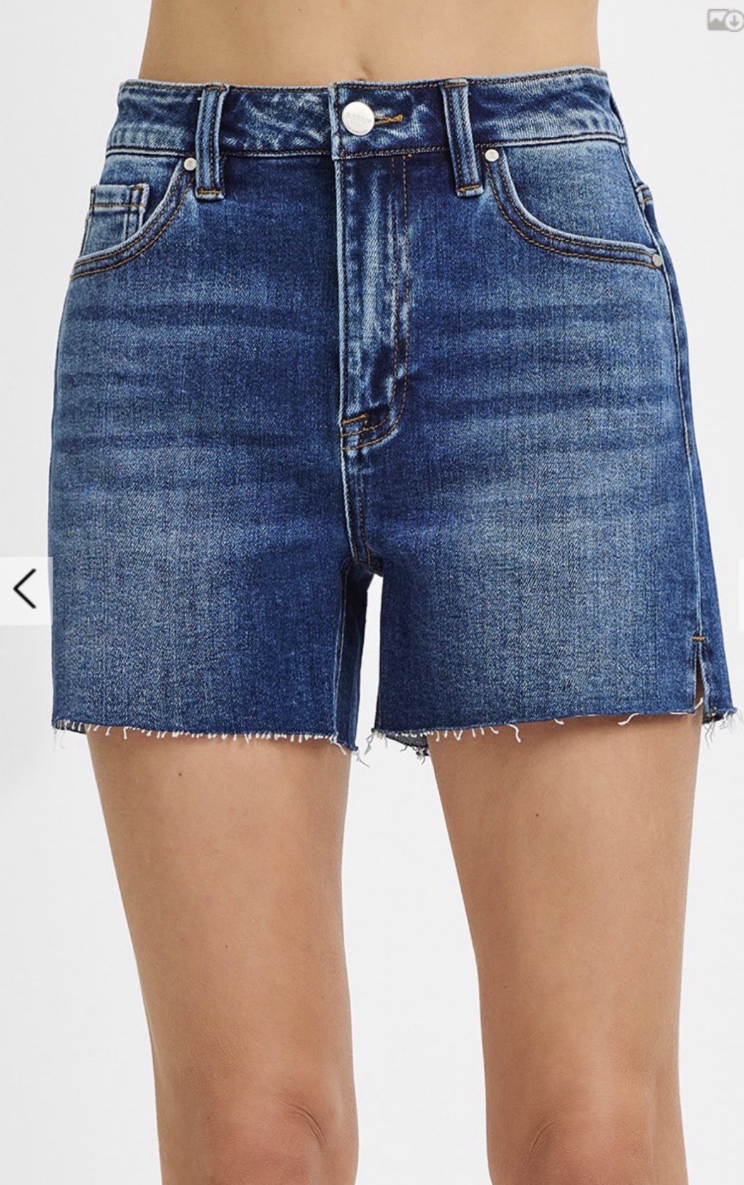 Hays Dark Wash High Rise Raw-Cut Hem Side Slits Denim Shorts