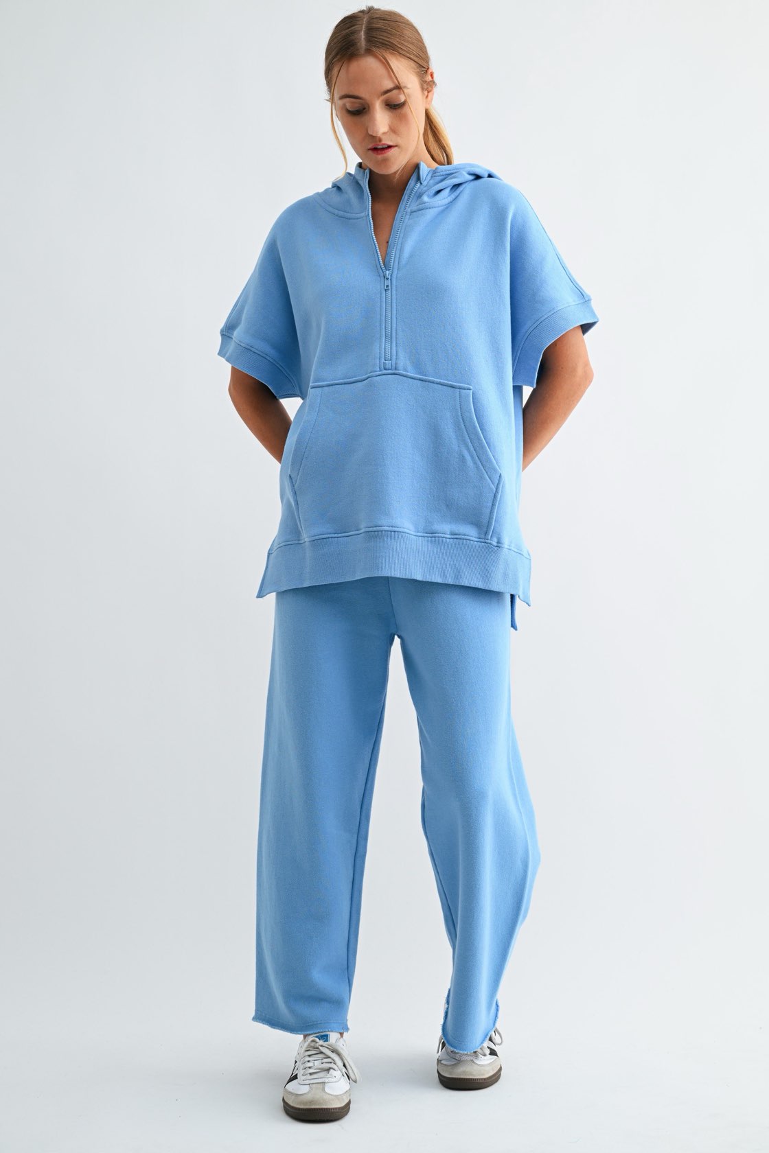 Chasing Comfort Half Zip Pullover - Denim Drift