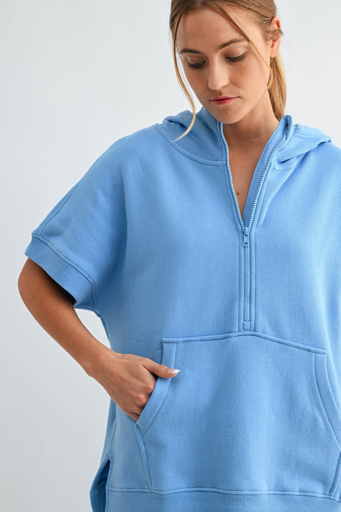 Chasing Comfort Half Zip Pullover - Denim Drift
