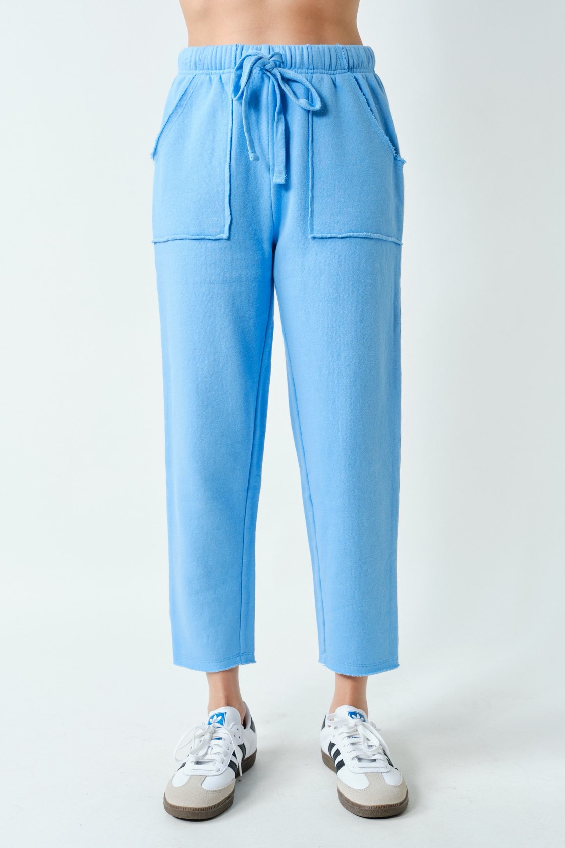 Chasing Comfort Tapered Drawstring Lounge Pants - Denim Drift