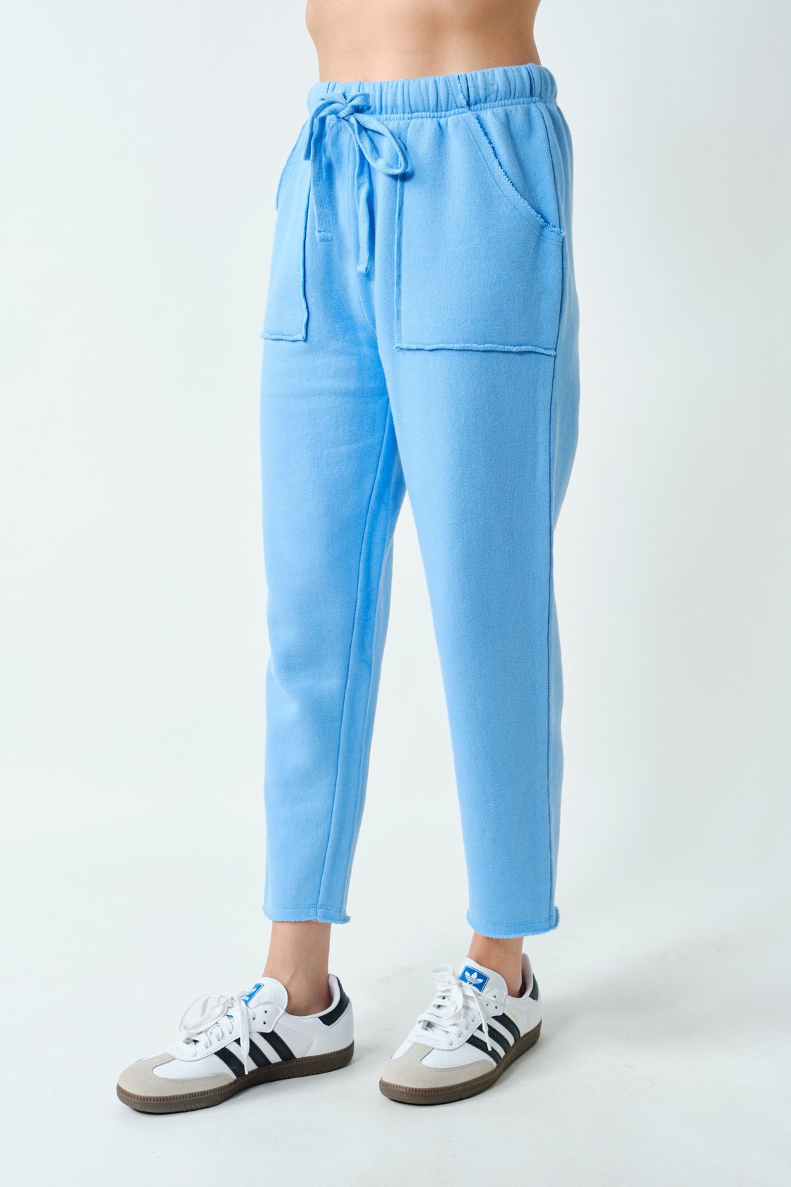 Chasing Comfort Tapered Drawstring Lounge Pants - Denim Drift