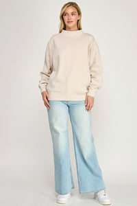 Essential Mock Neck Oversized Pullover - Beige