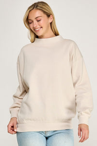 Essential Mock Neck Oversized Pullover - Beige